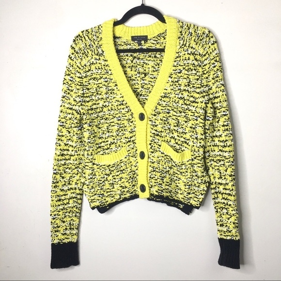 Rag & Bone Yellow Black Viola Button Cardigan Sweater - Picture 6 of 16